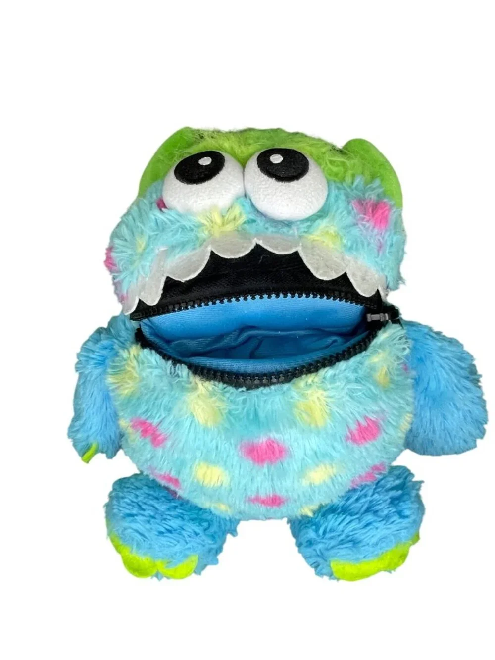 Colorful Worry Monster Toy With Zipper Mouth & Polka Dot Design - Fun Storage Fo